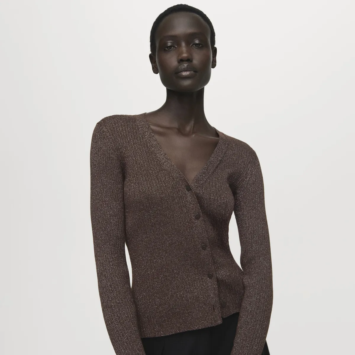 MANGO - Chaleco Punto Canalé Mujer Mango