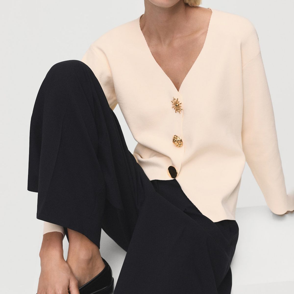 MANGO - Sweater Punto Botones Joya Mujer Mango