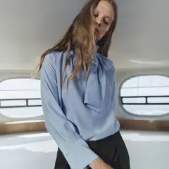 MANGO - Blusa Textura Fular Mujer