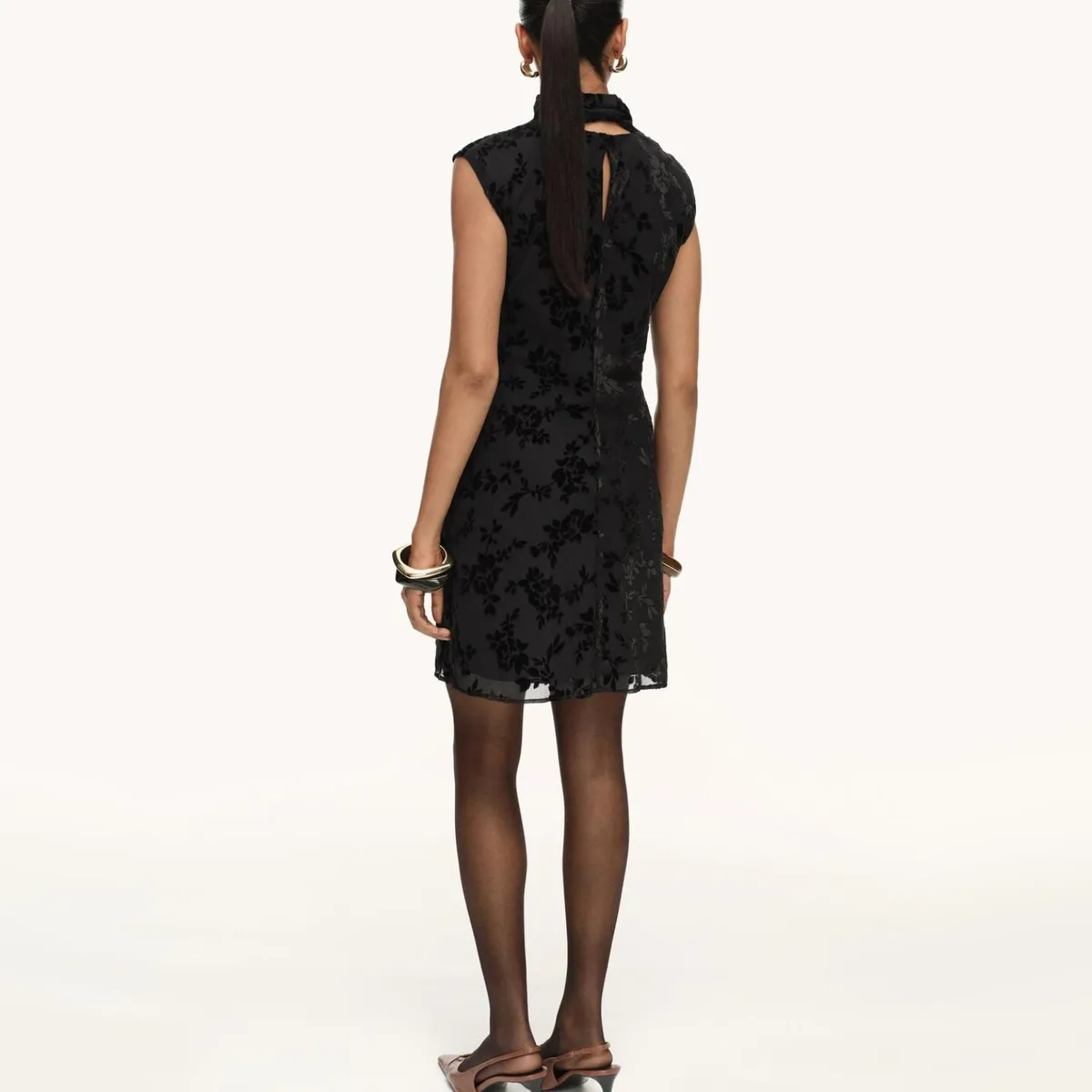 MANGO - Vestido Jacquard Floral Fular Mujer Mango