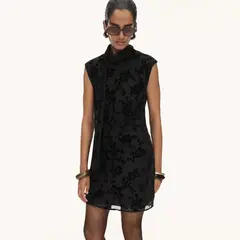 MANGO - Vestido Jacquard Floral Fular Mujer