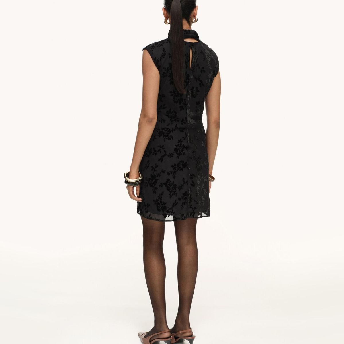 MANGO - Vestido Jacquard Floral Fular Mujer Mango