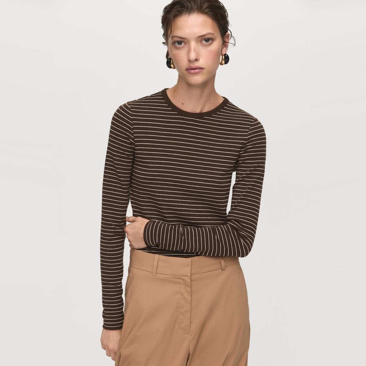 MANGO - Polera Rayas Manga Larga Mujer Mango