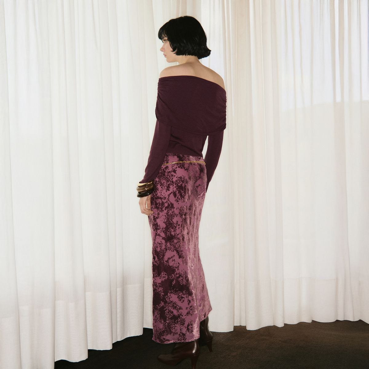 MANGO - Falda Jacquard Larga Mujer Mango