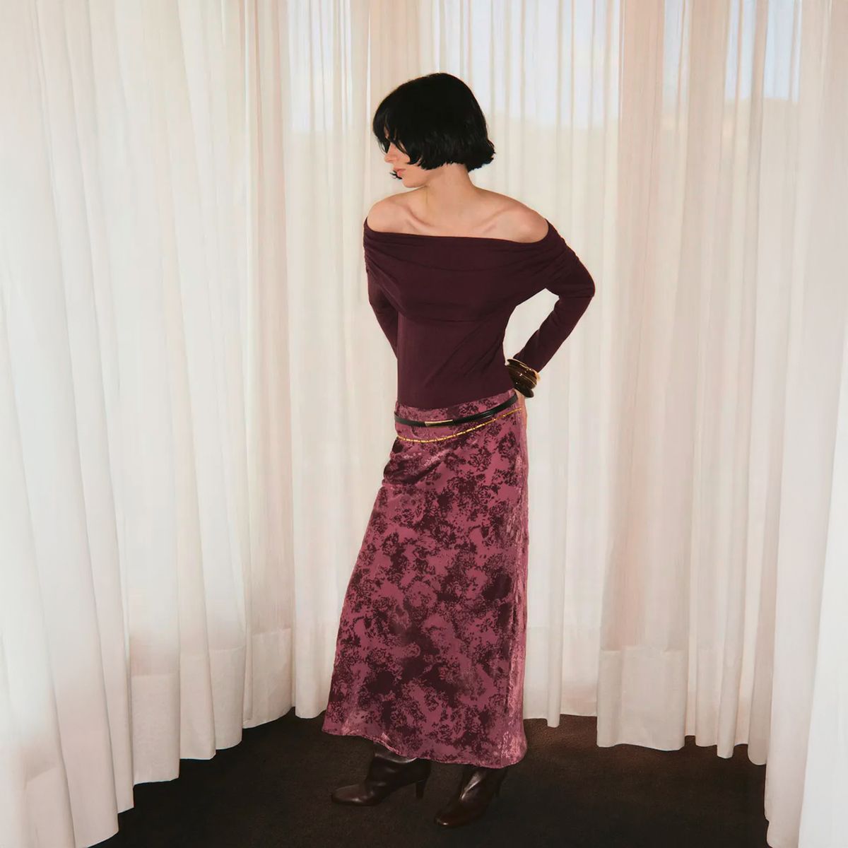 MANGO - Falda Jacquard Larga Mujer Mango