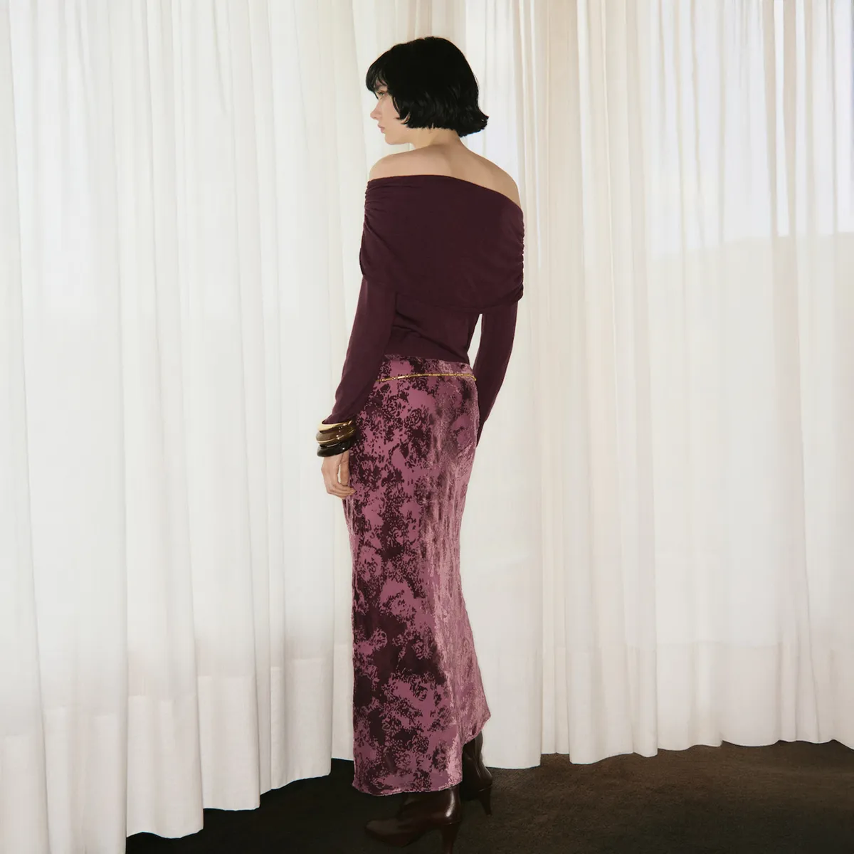 MANGO - Falda Jacquard Larga Mujer Mango