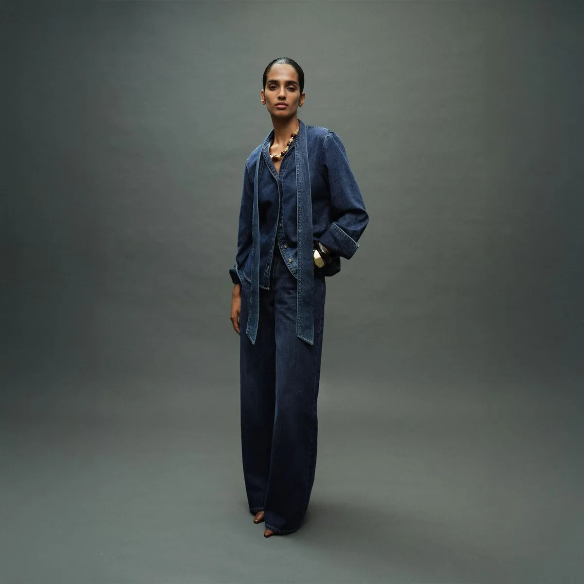 MANGO - Blusa Vaquera Lazo Mujer Mango