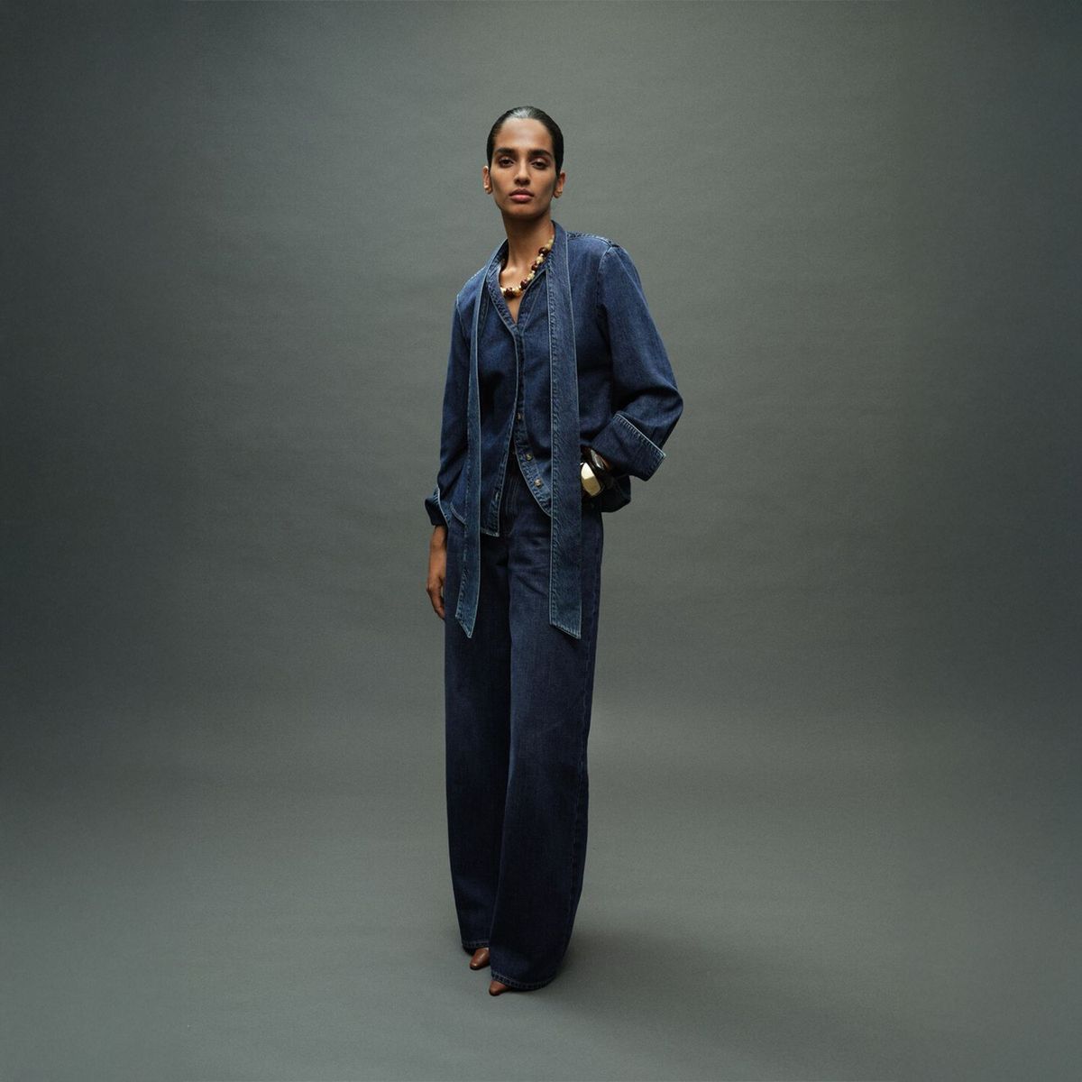 MANGO - Blusa Vaquera Lazo Mujer Mango