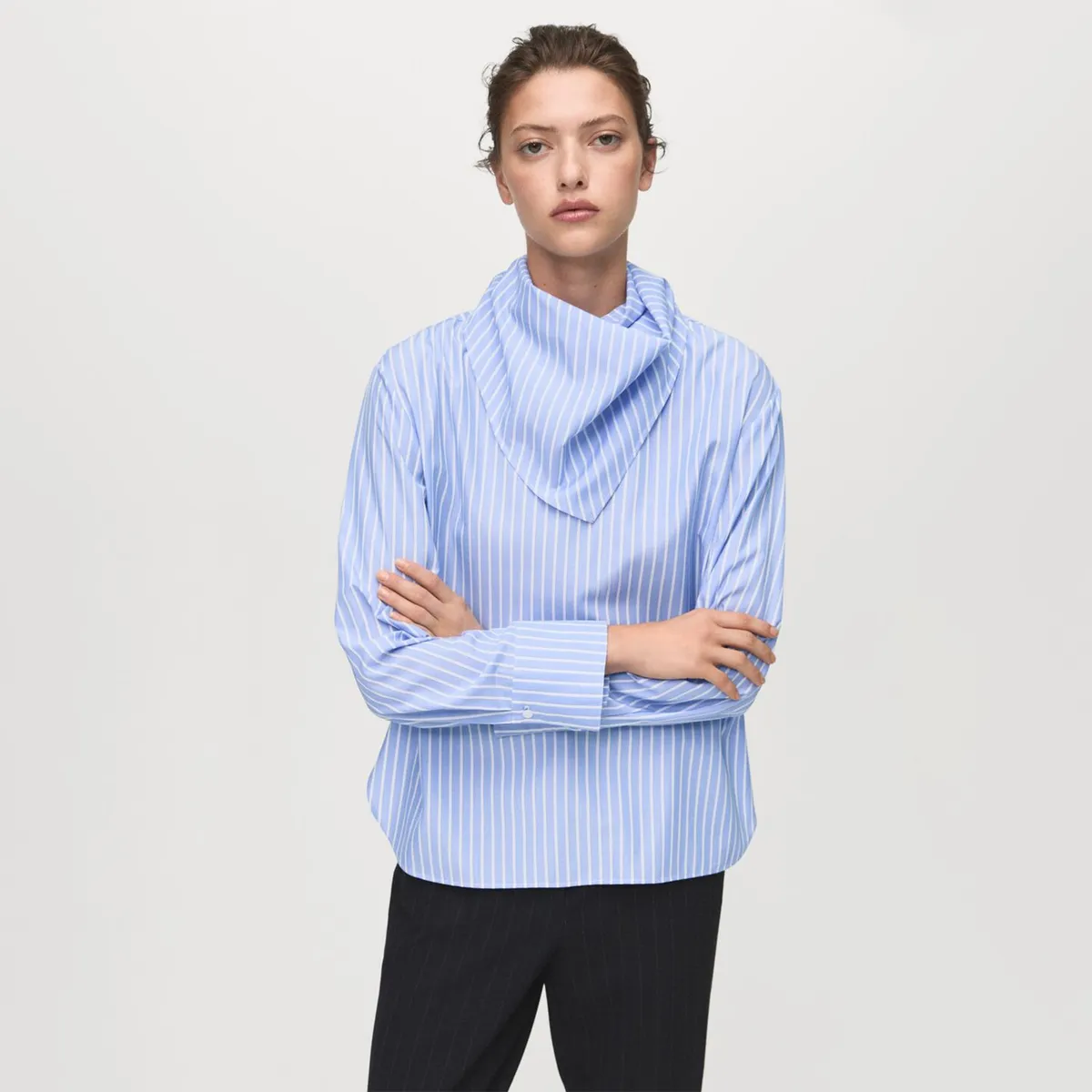 MANGO - Blusa Rayas Pañuelo Mujer Mango