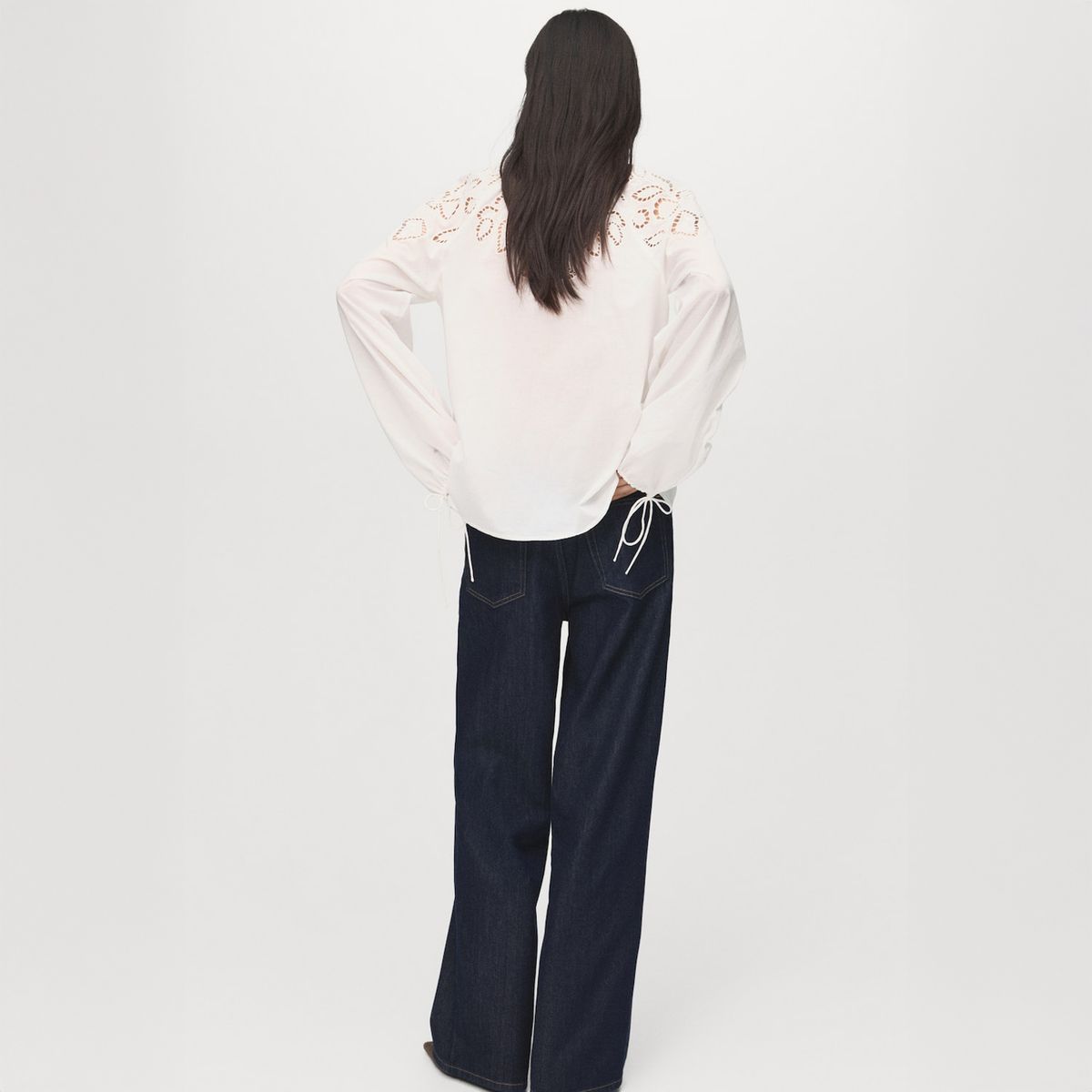 MANGO - Blusa Bordada Lazos Mujer Mango