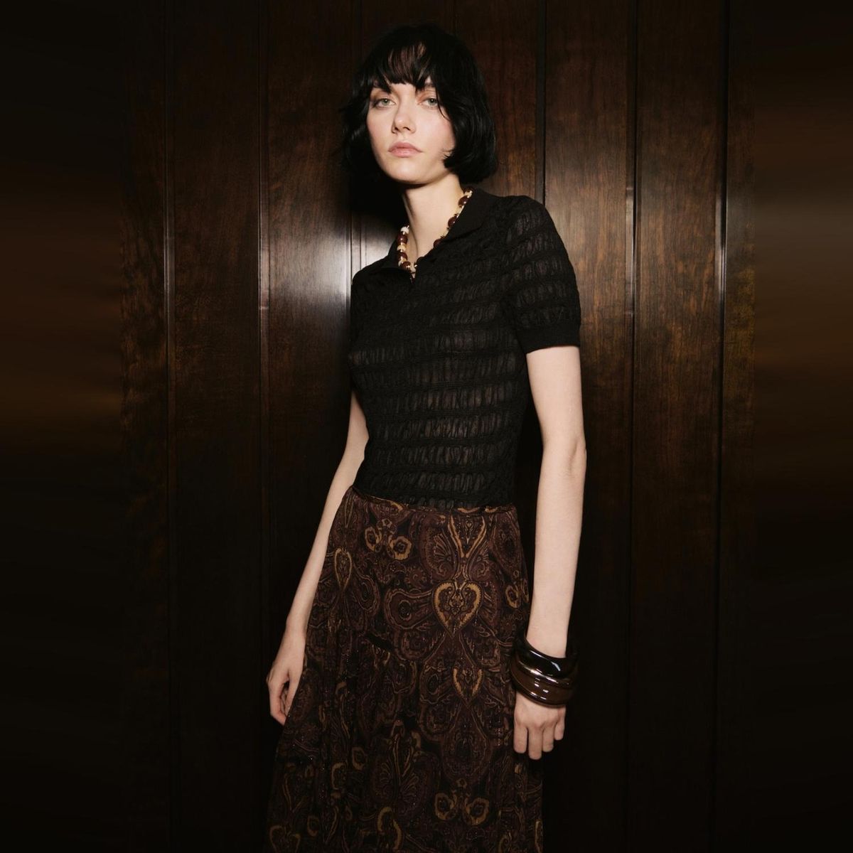 MANGO - Sweater Textura Cuello Polo Mujer Mango