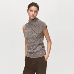 MANGO - Chaleco Jaspeado Cuello Envolvente Mujer