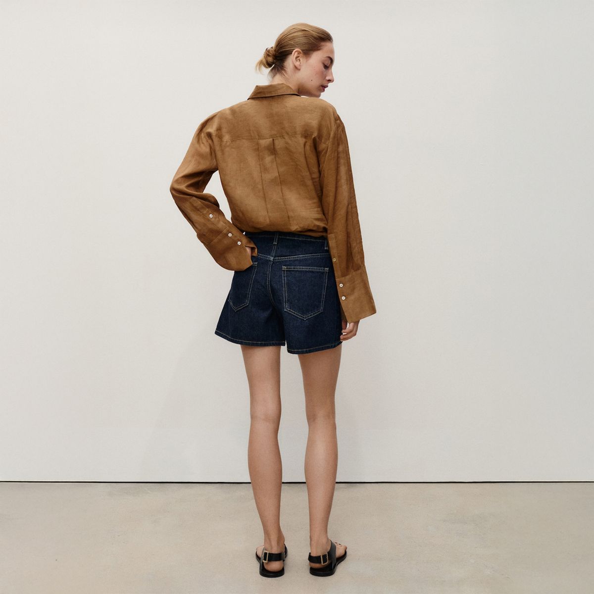 MANGO - Short Denim Rectos Tiro Alto Mujer Mango