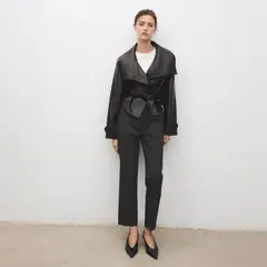 MANGO - Pantalón Entallado Crop Raya Diplomática Mujer