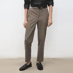 MANGO - Pantalón Entallado Crop Raya Diplomática Mujer