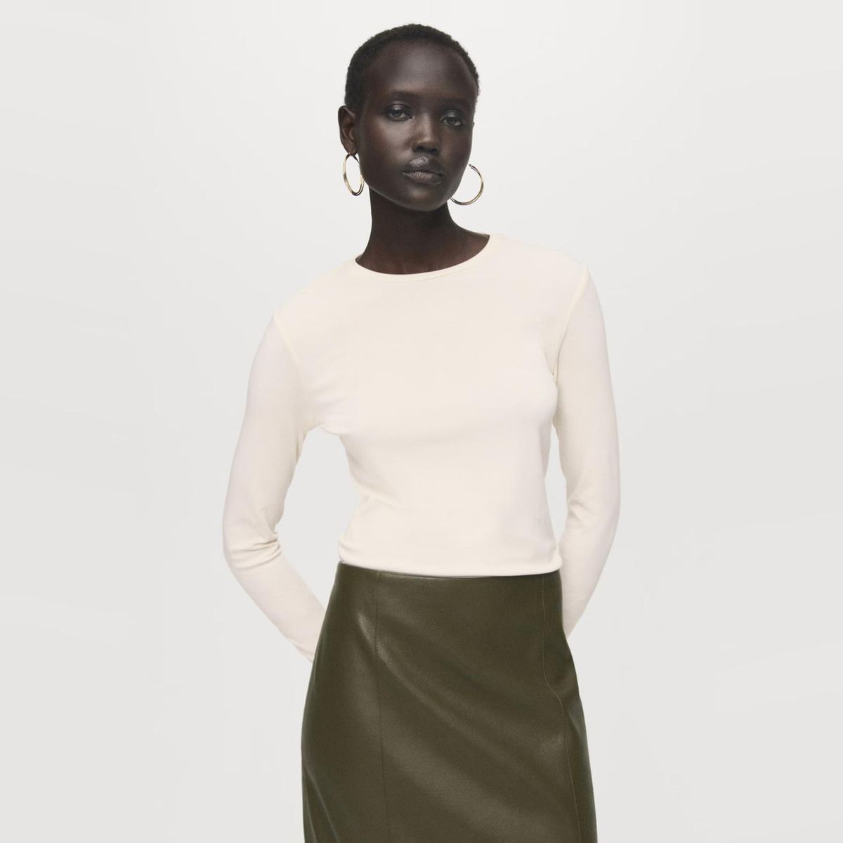 MANGO - Polera Manga Larga Mujer Mango