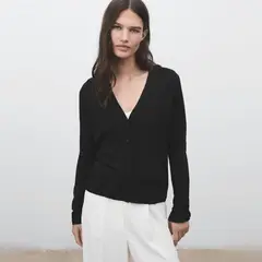 MANGO - Cárdigan Punto Cuello Pico Mujer