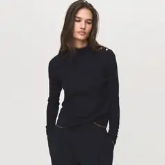 MANGO - Sweater Cuello Perkins Botones Mujer