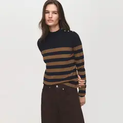 MANGO - Sweater Cuello Perkins Botones Mujer