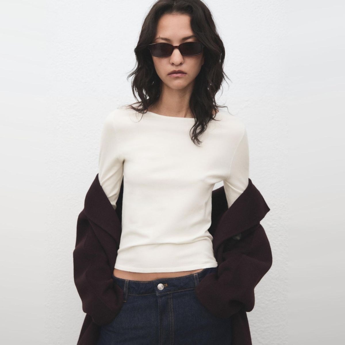 MANGO - Sweater Punto Fino Manga Larga Mujer Mango