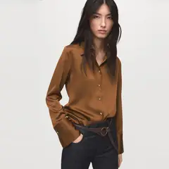 MANGO - Blusa Fluida Satinada Mujer