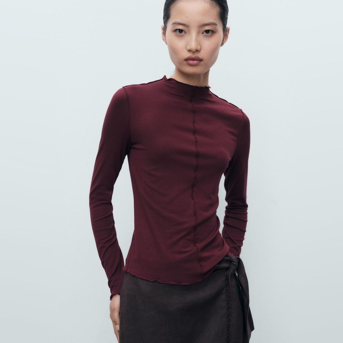 MANGO - Polera Terminaciones Festoneadas Mujer Mango