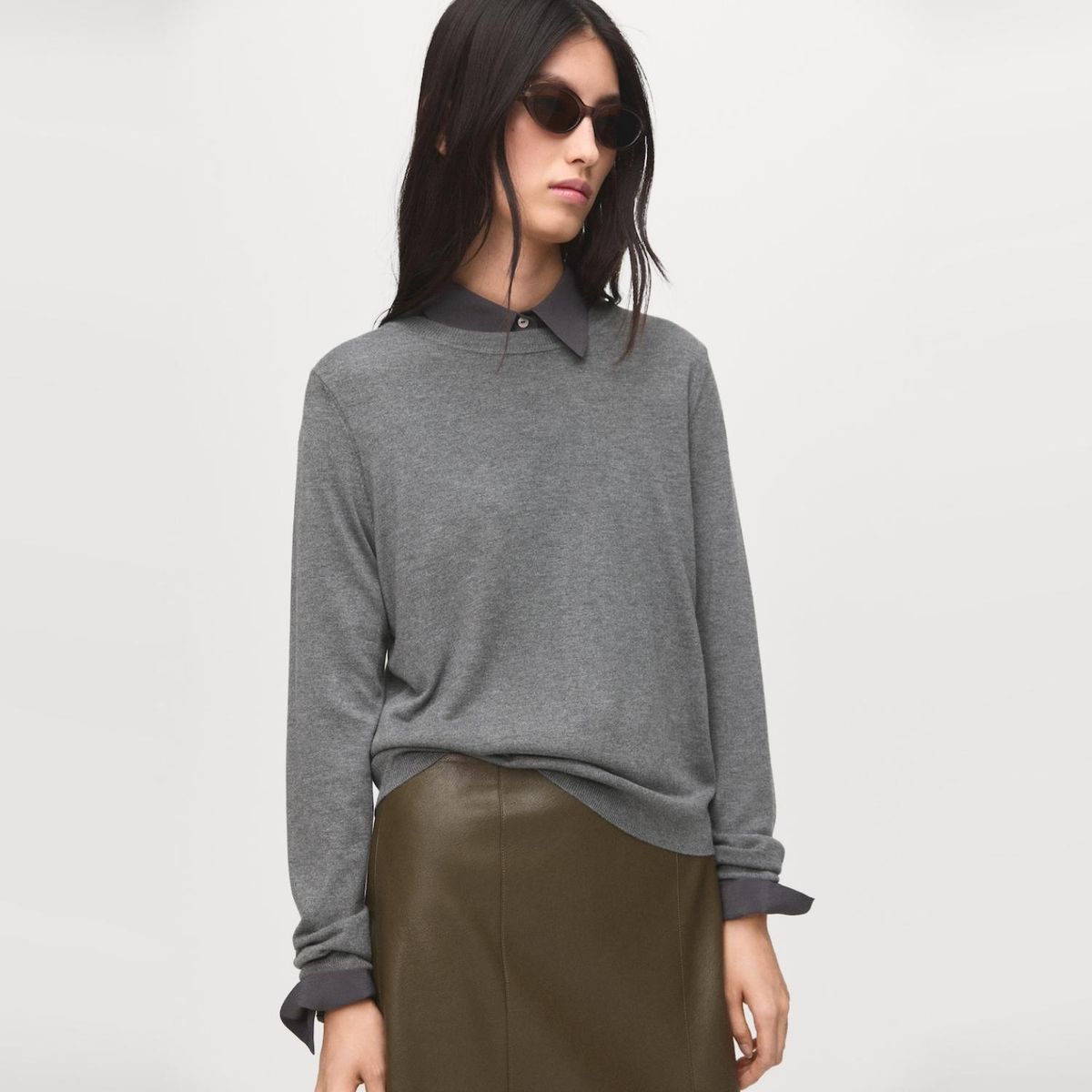 MANGO - Sweater Punto Fino Cuello Redondo Mujer Mango