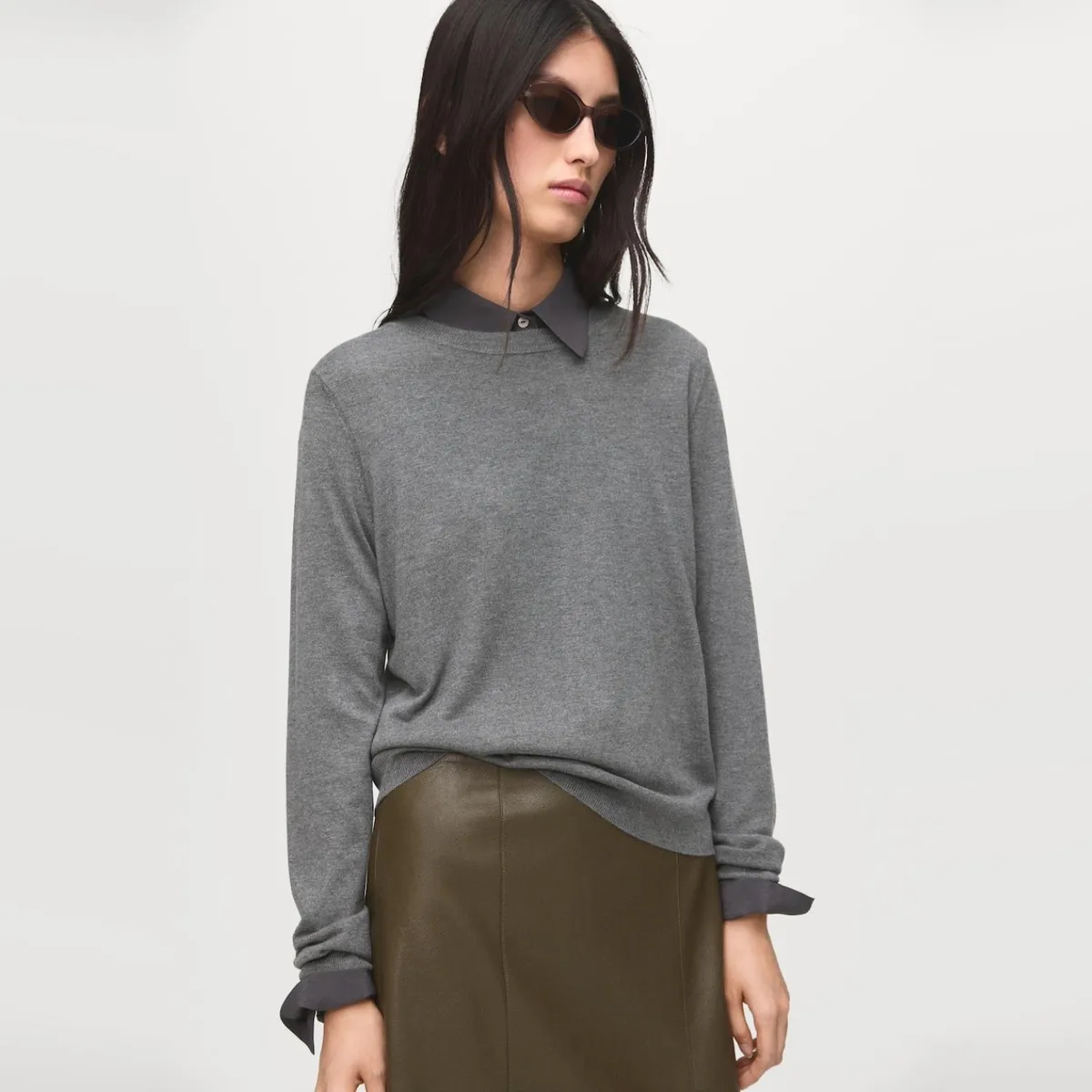 MANGO - Sweater Punto Fino Cuello Redondo Mujer Mango