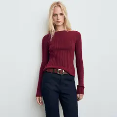 MANGO - Sweater Canalé Cuello Barco Mujer