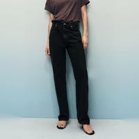 Jeans Straight Tiro Alto Mujer