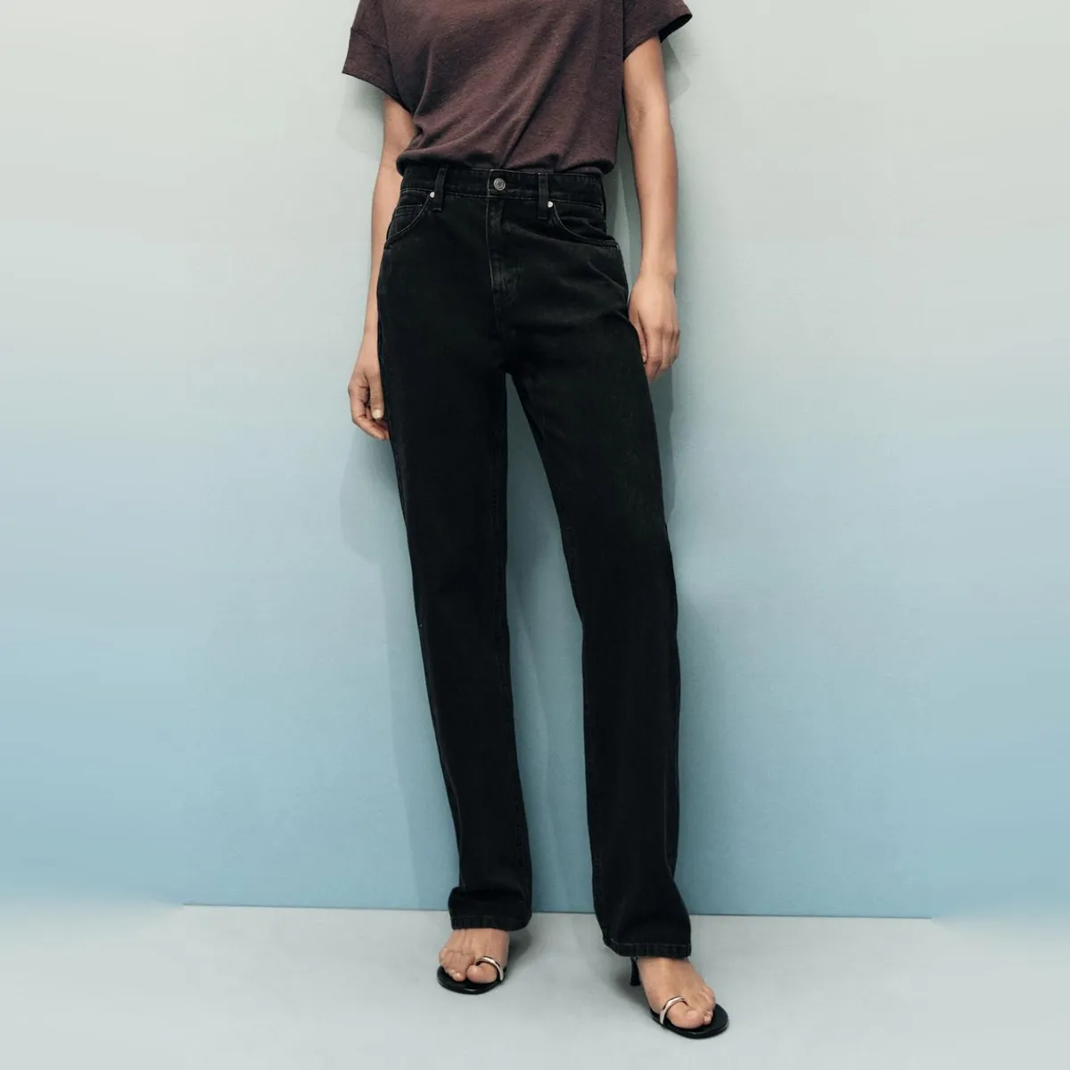 MANGO - Jeans Straight Tiro Alto Mujer Mango