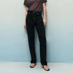 MANGO - Jeans Straight Tiro Alto Mujer