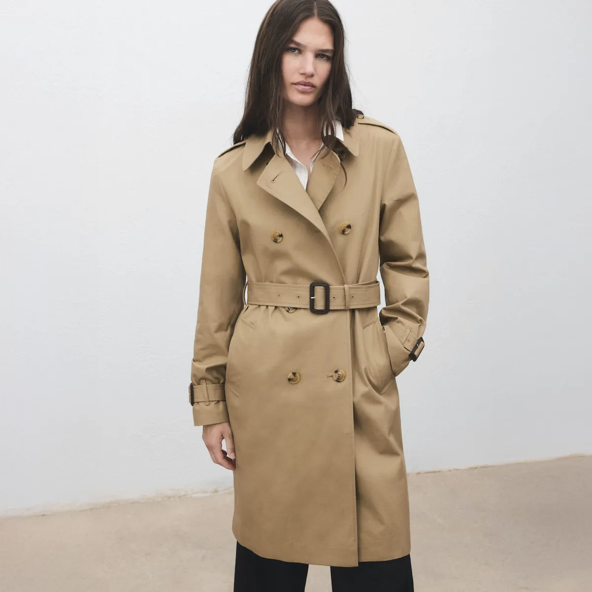 MANGO - Trench Clásico Cinturón Mujer Mango