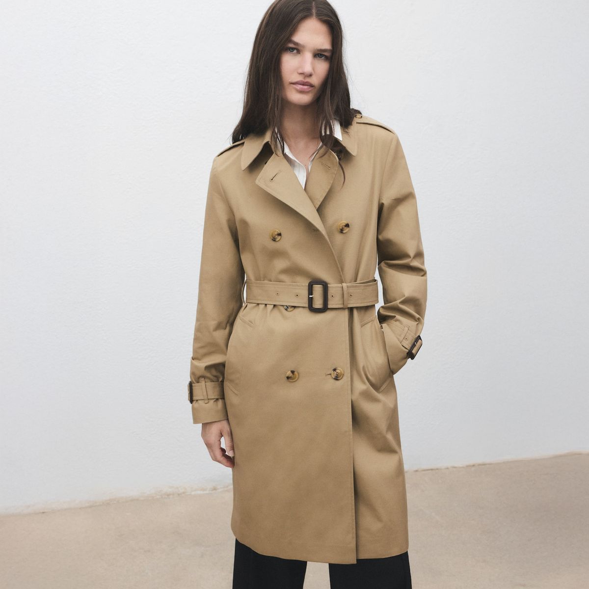 MANGO - Trench Clásico Cinturón Mujer Mango