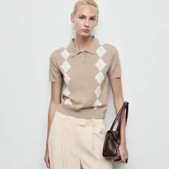 MANGO - Sweater Rombos Cuello Polo Mujer