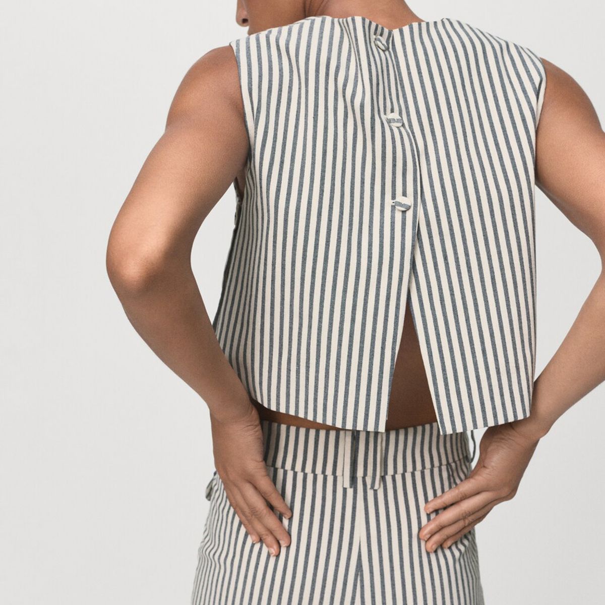 MANGO - Polera Rayas Botones Mujer Mango