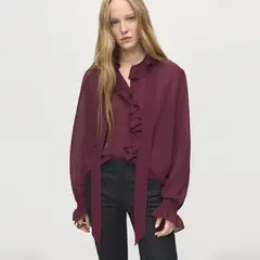 MANGO - Blusa Volantes Fular Mujer