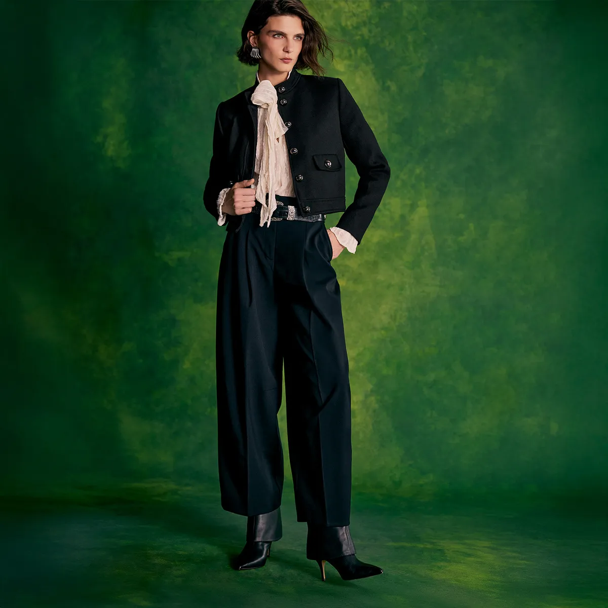 MANGO - Chaqueta Cuello Tira Botones Joya Mujer Mango