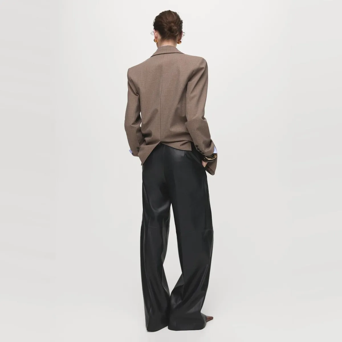 MANGO - Pantalón Wide Leg Efecto Piel Mujer Mango