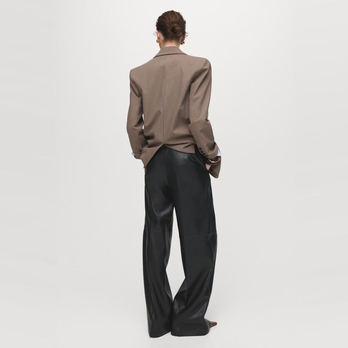 MANGO - Pantalón Wide Leg Efecto Piel Mujer Mango