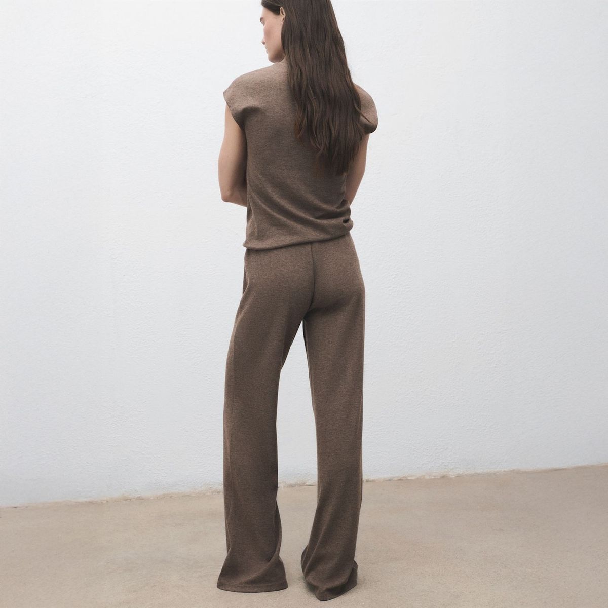 MANGO - Pantalón Punto Cintura Elástica Mujer Mango