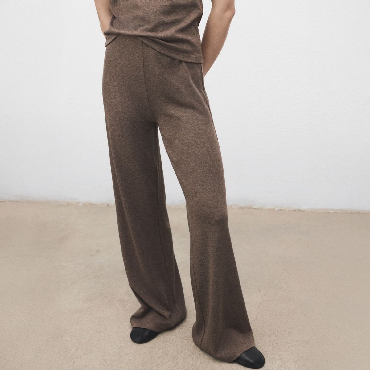 MANGO - Pantalón Punto Cintura Elástica Mujer Mango