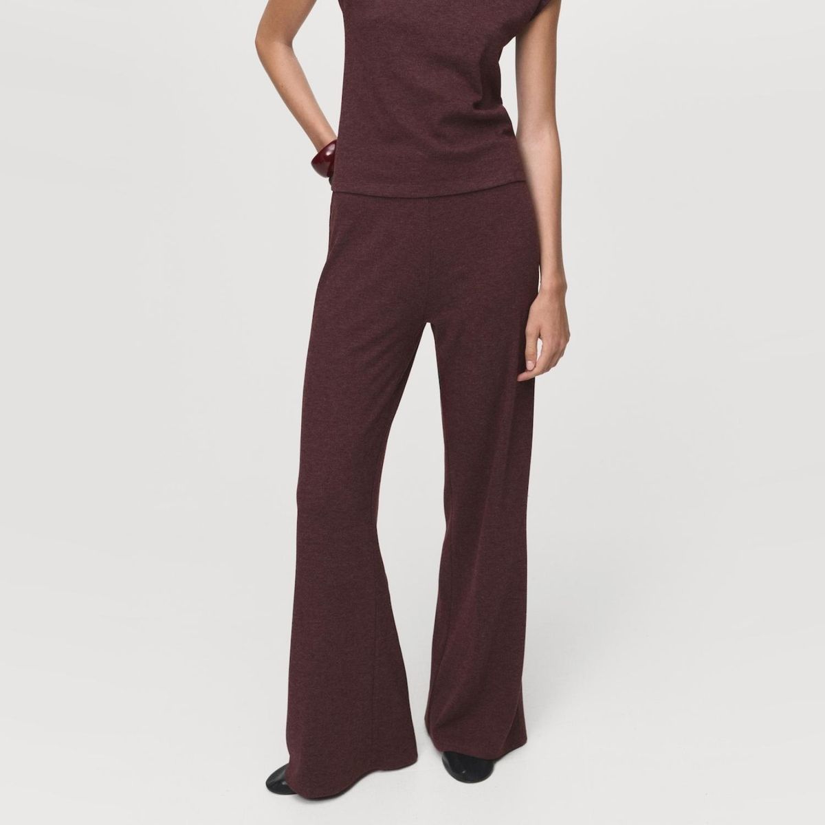 MANGO - Pantalón Punto Cintura Elástica Mujer Mango