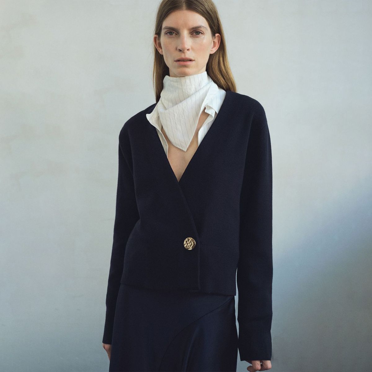 MANGO - Chaleco Cruzado Botón Joya Mujer Mango