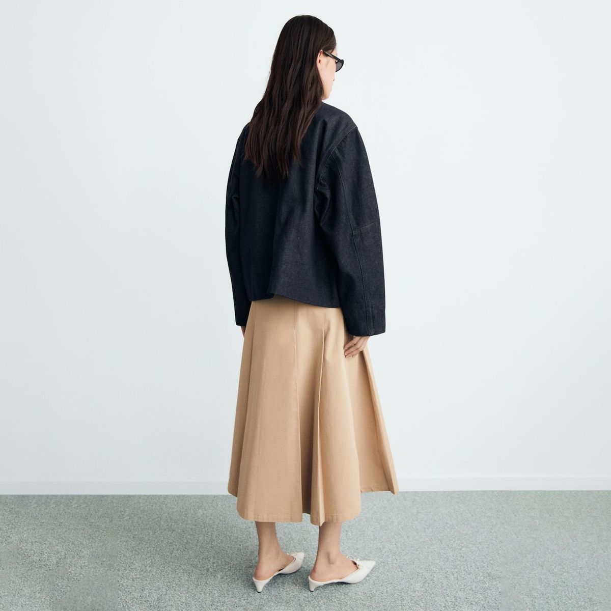 MANGO - Chaqueta Denim Cuello Efecto Piel Mujer Mango