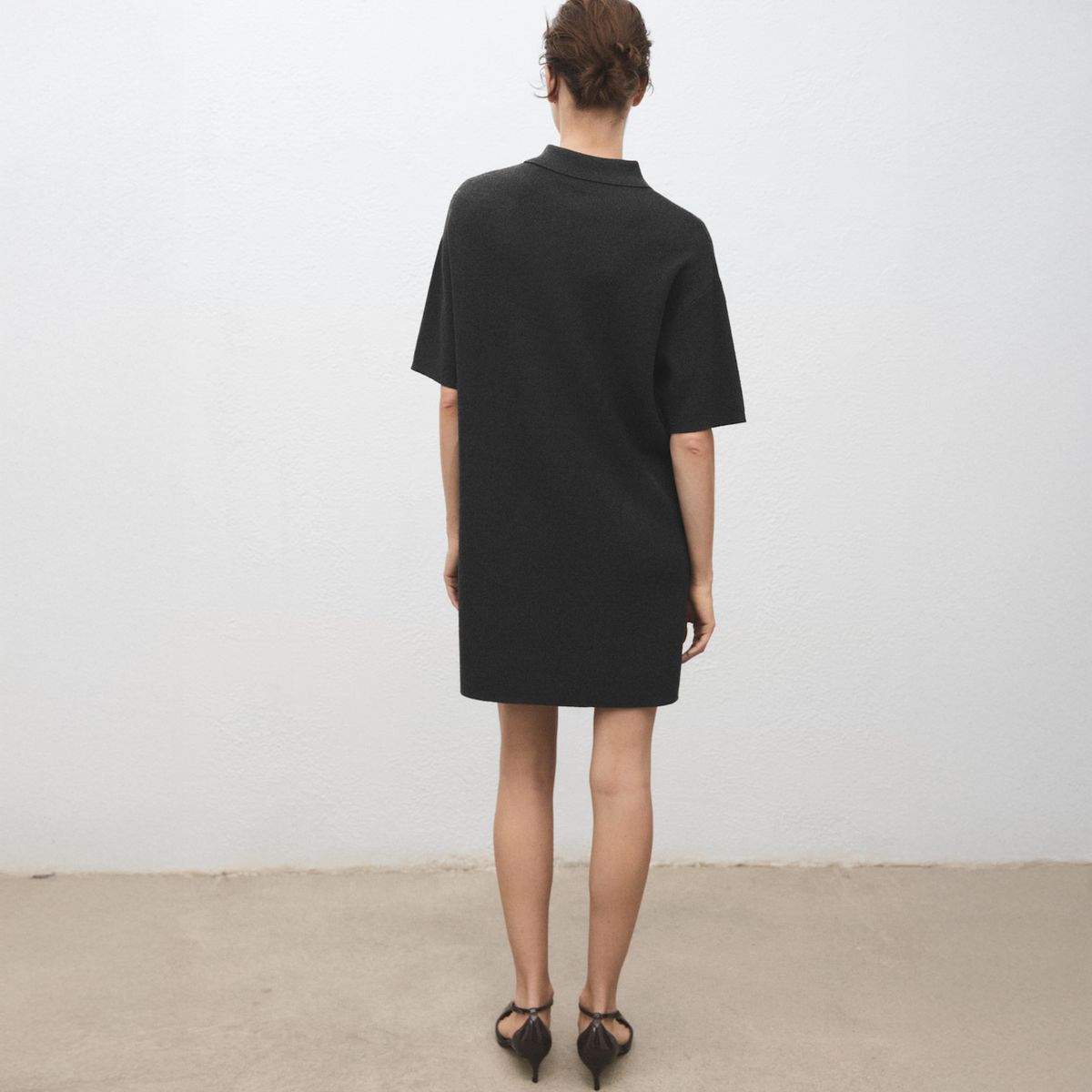 MANGO - Vestido Punto Cuello Polo Mujer Mango