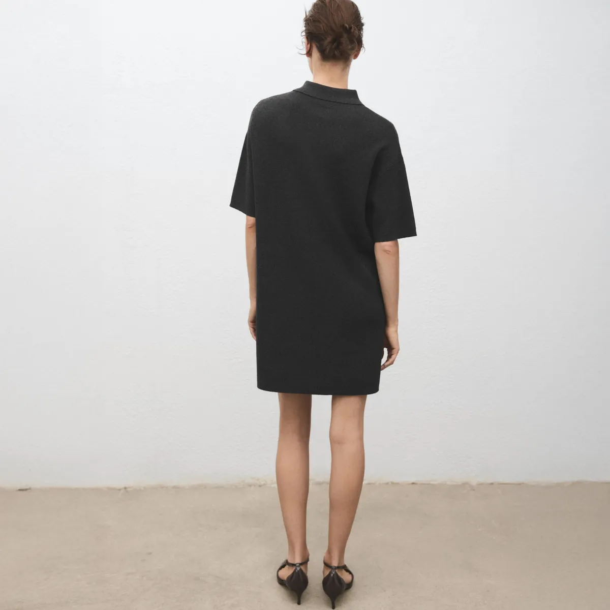 MANGO - Vestido Punto Cuello Polo Mujer Mango