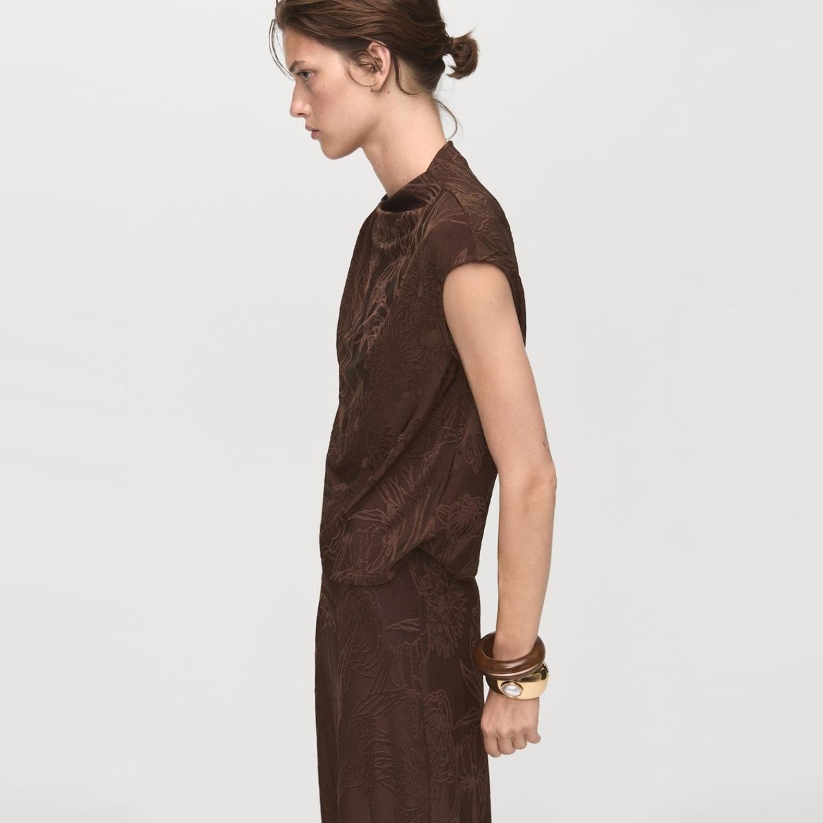 MANGO - Polera Jacquard Floral Mujer Mango