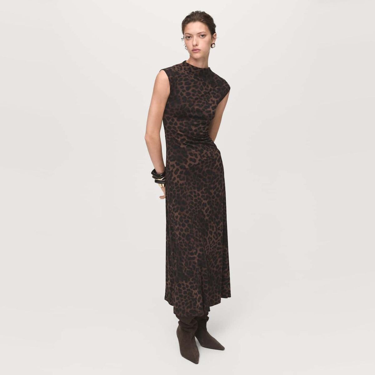 MANGO - Vestido Entallado Leopardo Mujer Mango