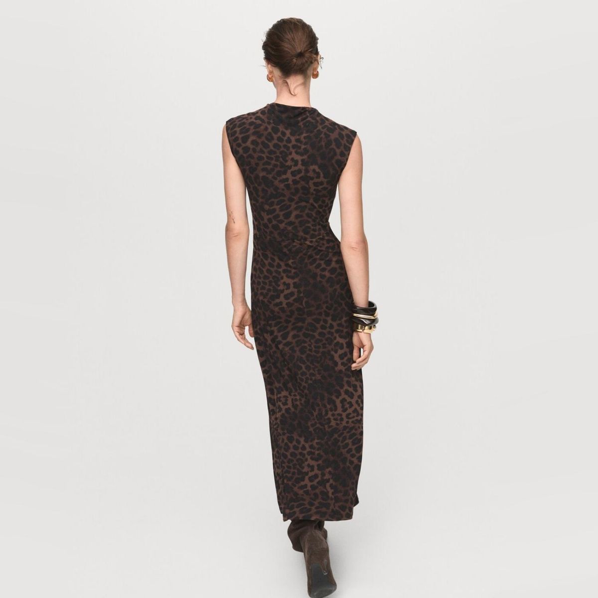 MANGO - Vestido Entallado Leopardo Mujer Mango